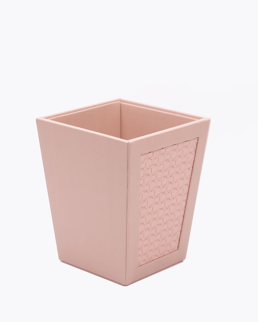 Star Weave Design Vegan Leather Dustbin | 8 x 8 x 10 inches