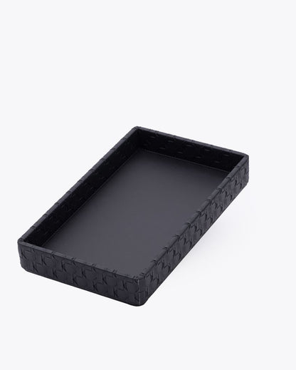 Star Weave Design Napkin Vegan Leather Tray | 12 x 7 x 2 inches