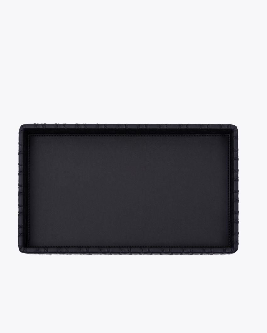 Star Weave Design Napkin Vegan Leather Tray | 12 x 7 x 2 inches