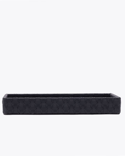 Star Weave Design Napkin Vegan Leather Tray | 12 x 7 x 2 inches