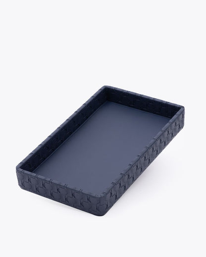 Star Weave Design Napkin Vegan Leather Tray | 12 x 7 x 2 inches