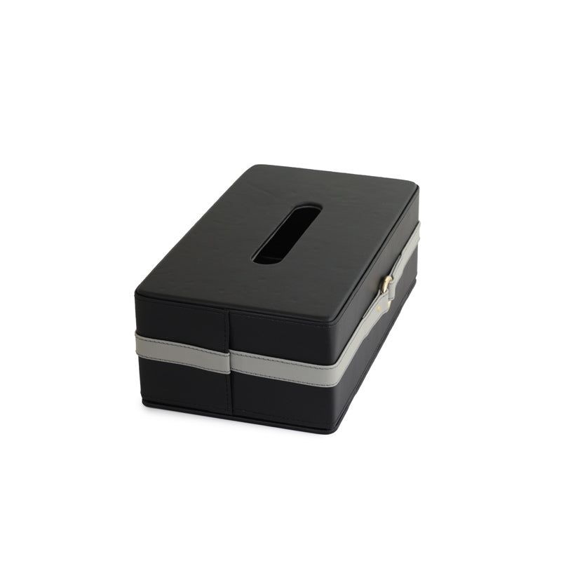 Banded Tissue Box Black