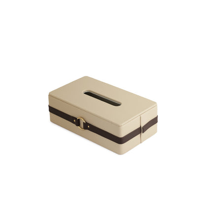 Banded Tissue Box Beige