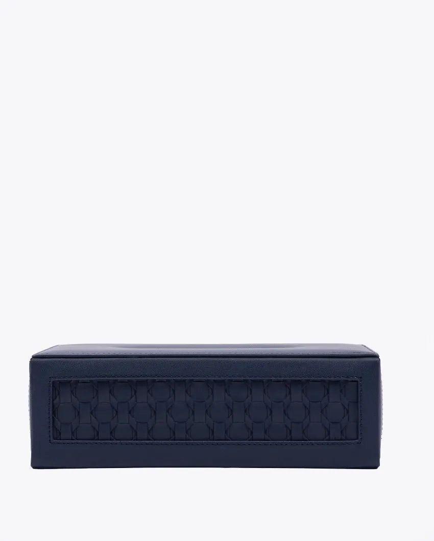 Star Weave Rectangular Design Vegan Leather Tissue Box | 10 x 5 x 3 inches