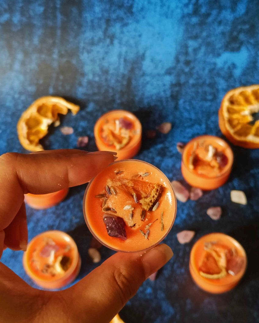 Crystal & Orange Tealight | Set of 6 | For Mother's Day