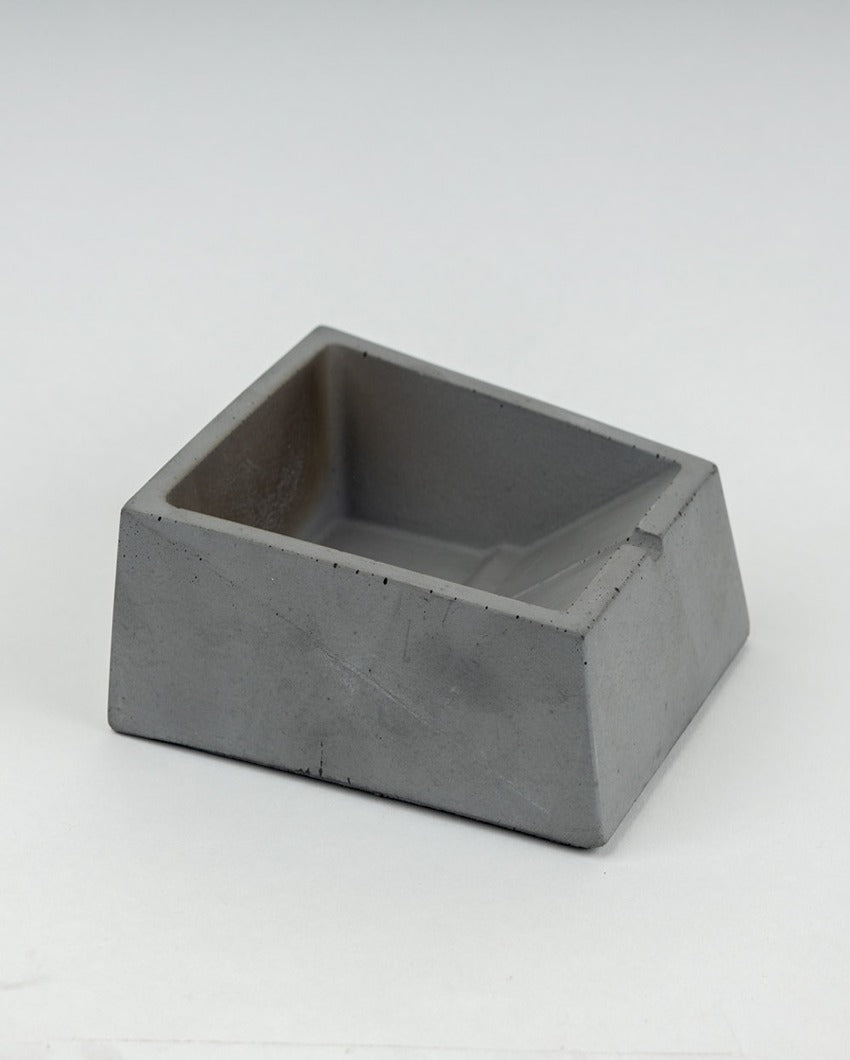 Stylish Geometric Shape Trapesquad Concrete Ashtray | 5 x 5 x 2 inches