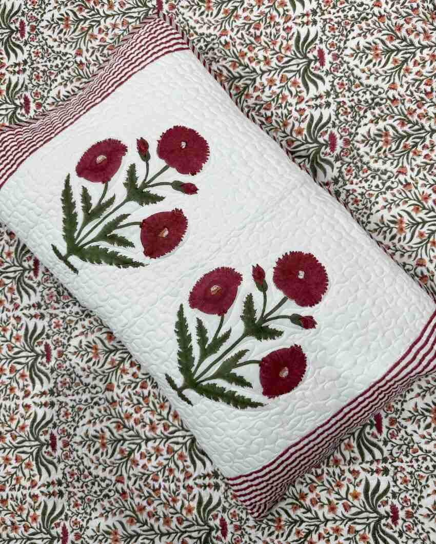 Gulbagh Hand Block Mulmul Cotton Bedcover Set | 90 x 108 inches