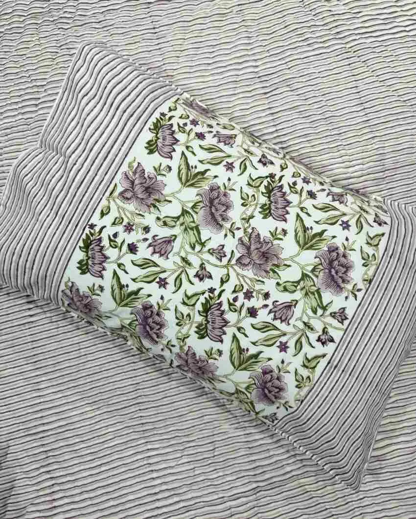 Sage Hand Block Cotton Fitted Bedsheet Set