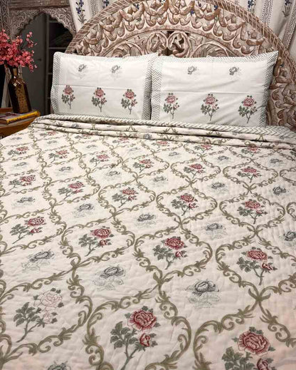 Ambrose Hand Block Mulmul Cotton Quilt | 90 x 108 inches