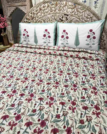 Gulbagh Hand Block Organic Mulmul Cotton Quilt | 90 x 108 inches