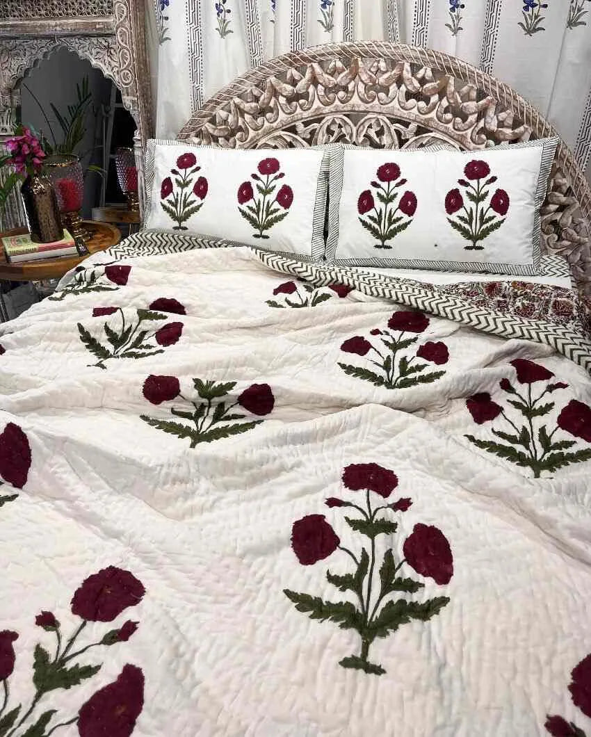 Gulfam Hand Block Mulmul Cotton Quilt | 90 x 108 inches