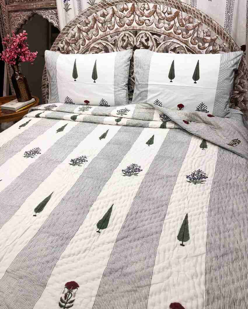 Raahat Hand Block Organic Mulmul Cotton Quilt | 90 x 108 inches