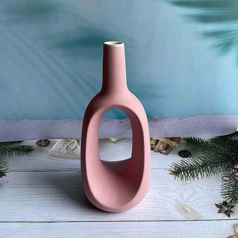 Modern Ceremic Vases Combo  | Set of 2 | 8.5 Inches & 6.5 Inches Pink
