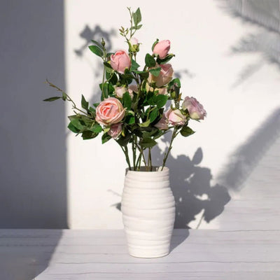 Clio Decorative White Ceramic Vase | 8.5 inch