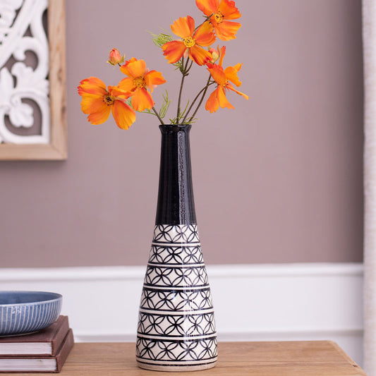 Black Ceramic Handcrafted Flower vase Default Title