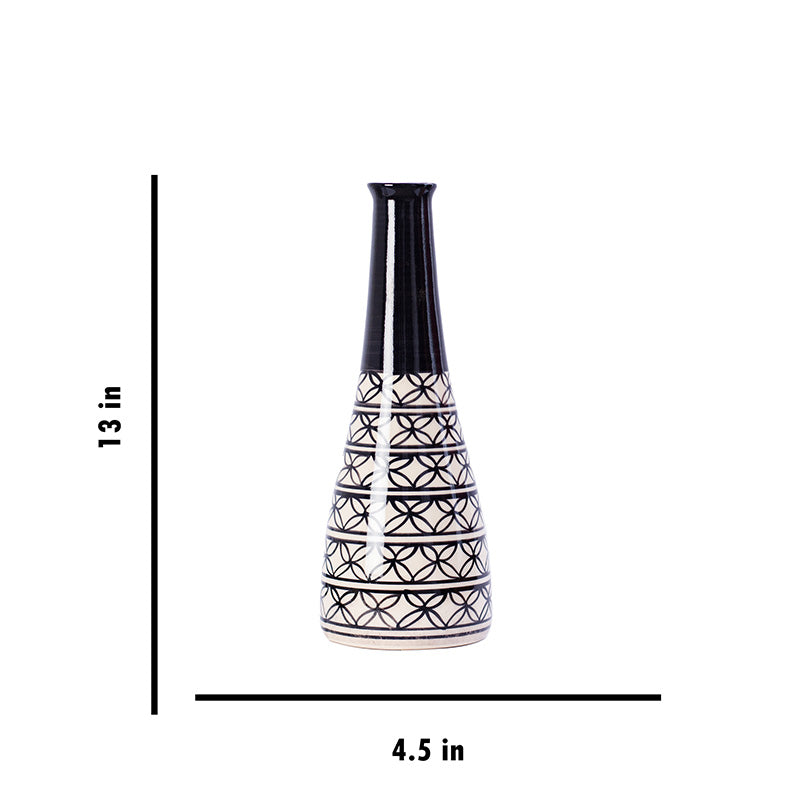 Black Ceramic Handcrafted Flower vase Default Title