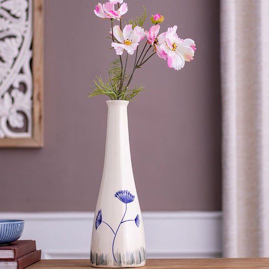 Off White Modern Decorative Ceramic Handcrafted Flower vase Default Title