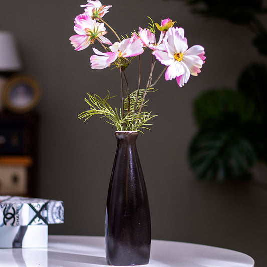 Glossy Ceramic Handcrafted Flower Vase Black
