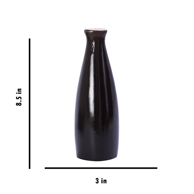 Glossy Ceramic Handcrafted Flower Vase Black