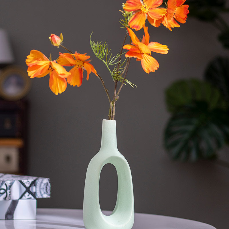 Modern Decorative Ceramic Handcrafted Flower vase Green