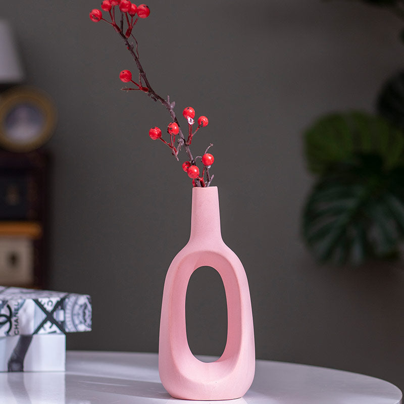 Modern Decorative Ceramic Handcrafted Flower vase Pink