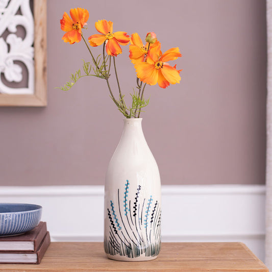 Modern Decorative Ceramic Handcrafted Flower vase 4.25x4.25x10.5