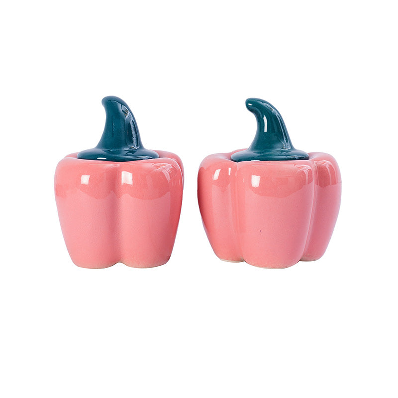 Ceramic Capsicum Shaped Jars | Set of 2 Pink