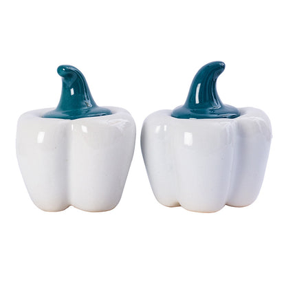 Ceramic Capsicum Shaped Jars | Set of 2 White