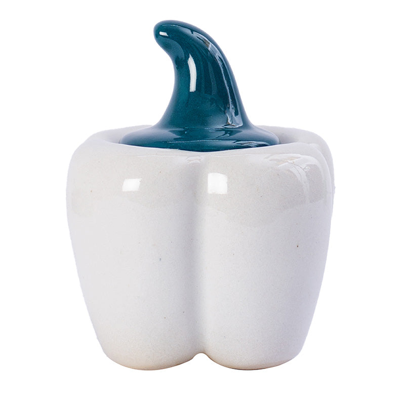 Ceramic Capsicum Shaped Jars | Set of 2 White