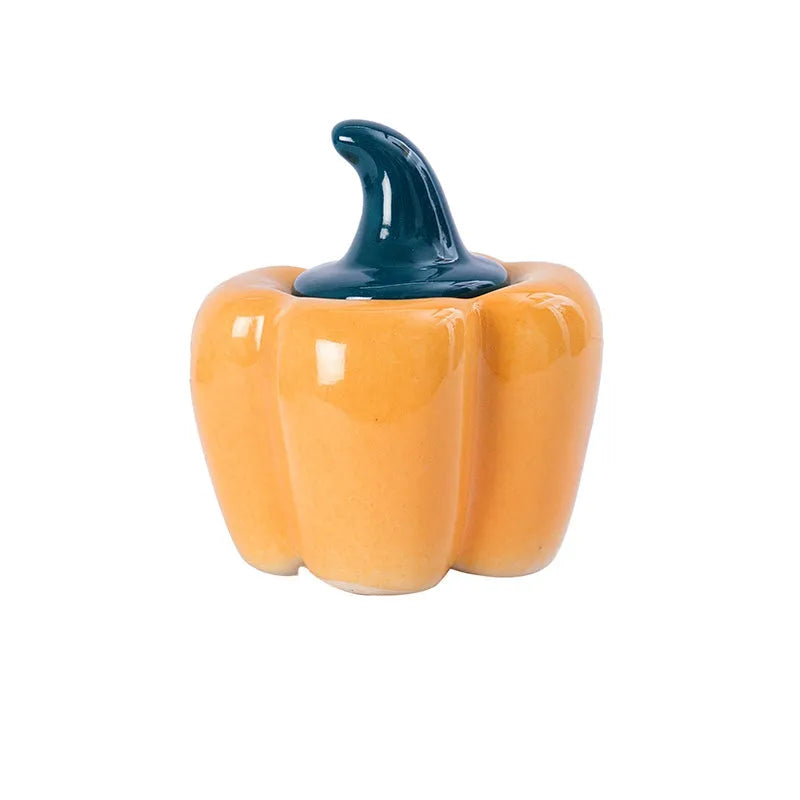 Ceramic Capsicum Shaped Jars | Set of 2 Yellow