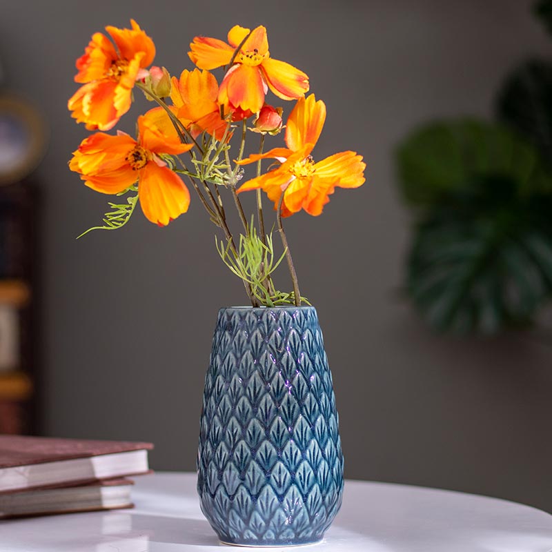 Decorative Ceramic Handcrafted Flower Vase Blue