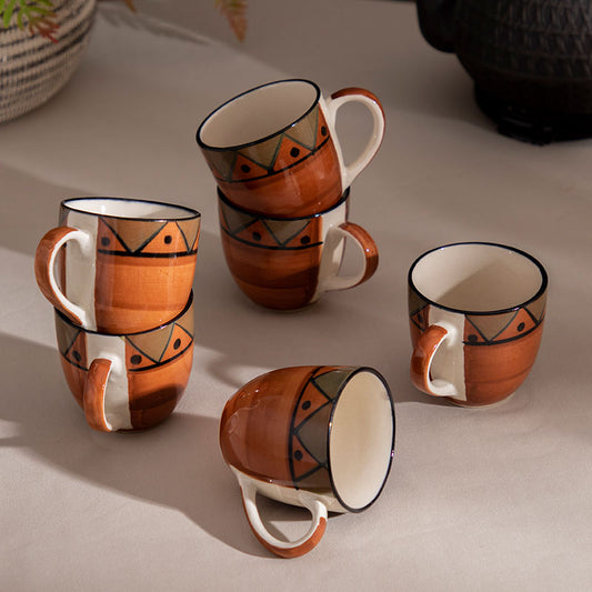 Ceramic Brown Glossy Cups | Set of 6 Default Title