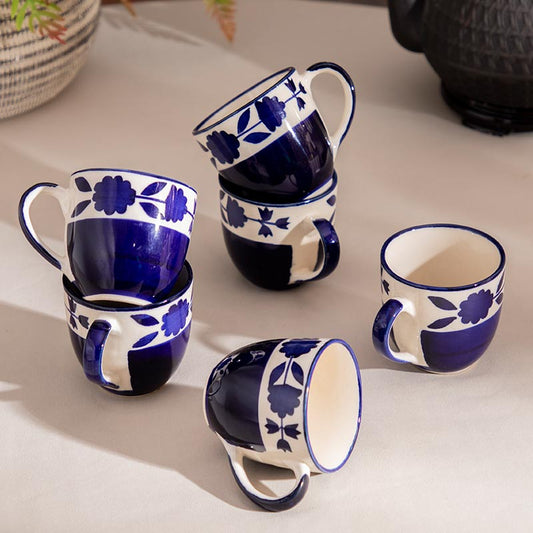 Blue Ceramic Glossy Cups | Set of 6 Default Title
