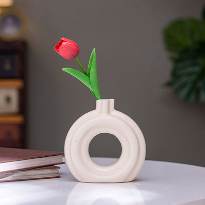 Hollow Circle Ceramic Handcrafted Flower vase Default Title