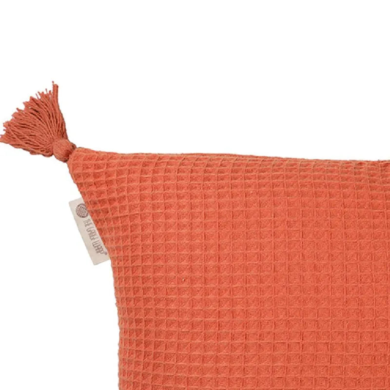 Woven Waffle Cushion Cover  | 18x18 inches | Multiple Colors Orange Peel