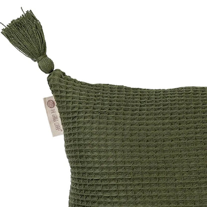 Woven Waffle Cushion Cover  | 18x18 inches | Multiple Colors Olive