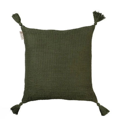 Woven Waffle Cushion Cover  | 18x18 inches | Multiple Colors Olive