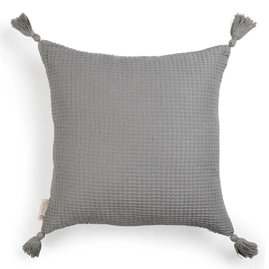 Woven Waffle Cushion Cover  | 18x18 inches | Multiple Colors Grey