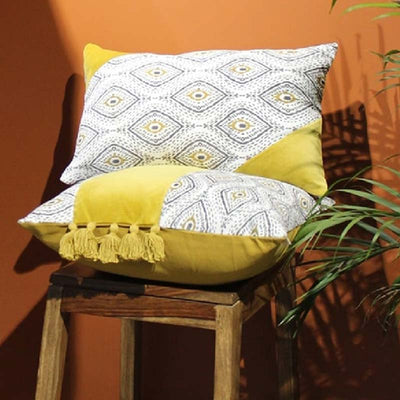 Makhamalee Ocre Lumbar Cushion Cover | 20x12 inches Default Title