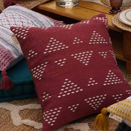 Atrisuta solids Cushion Cover  | 18x18 inches | Multiple Colors Muted Scarlet