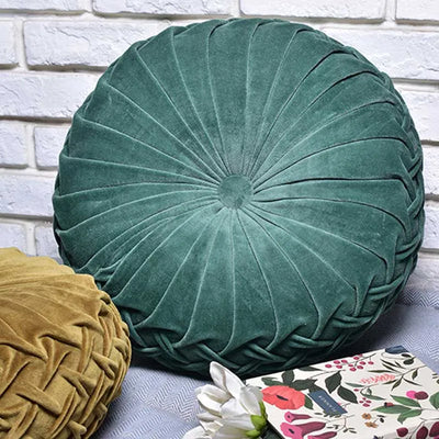 Rusched Round Cushion  | Multiple Colors Green