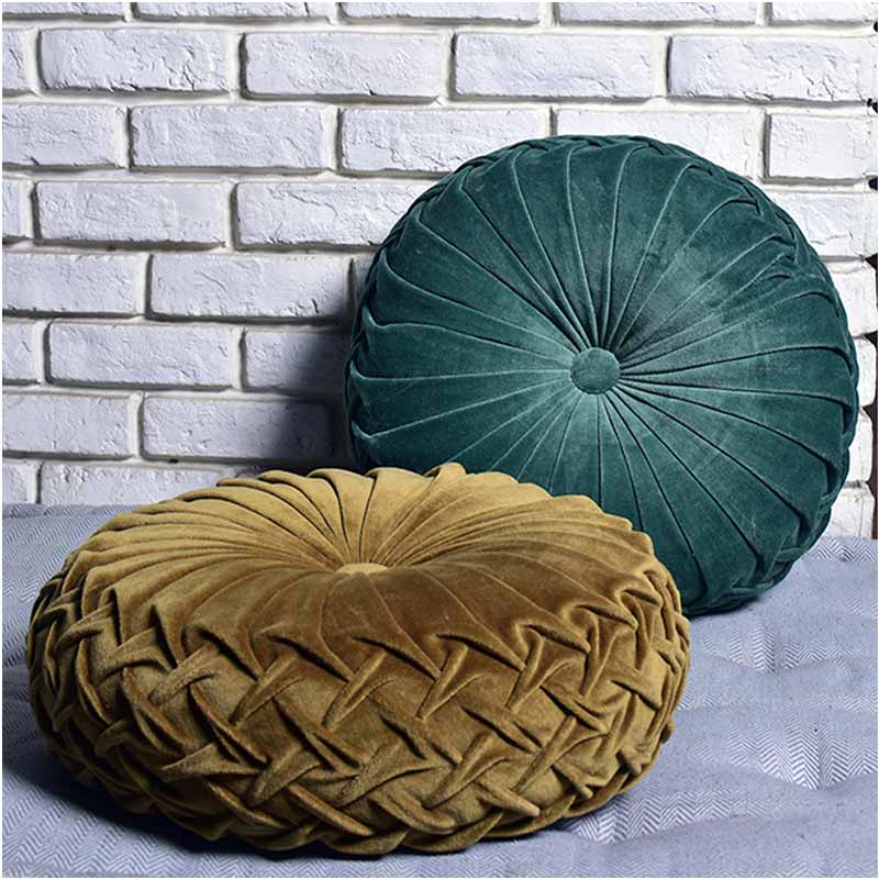 Rusched Round Cushion  | Multiple Colors Golden Olive