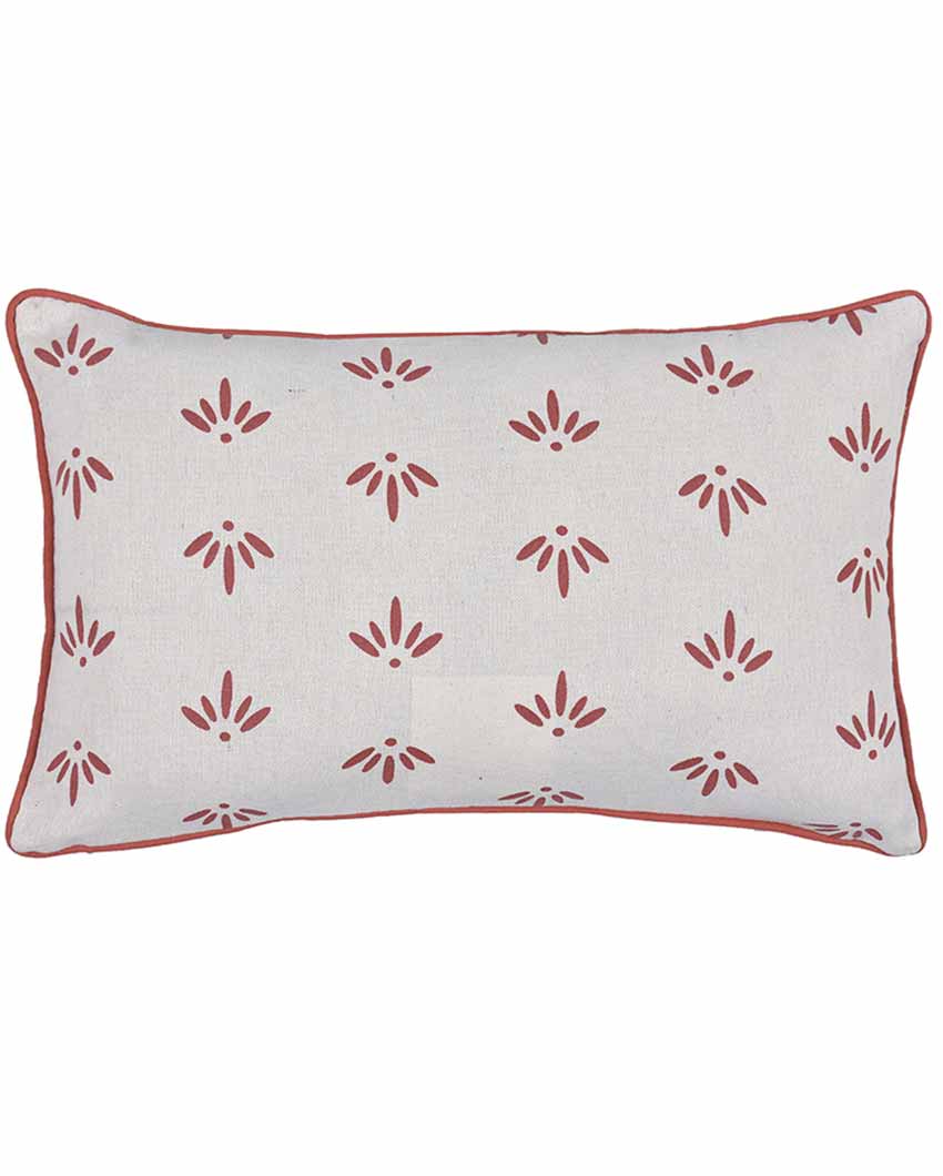 Nature Printed Lumbar Cotton Cushion Cover | Set Of 2 | 20 X 12 Inches