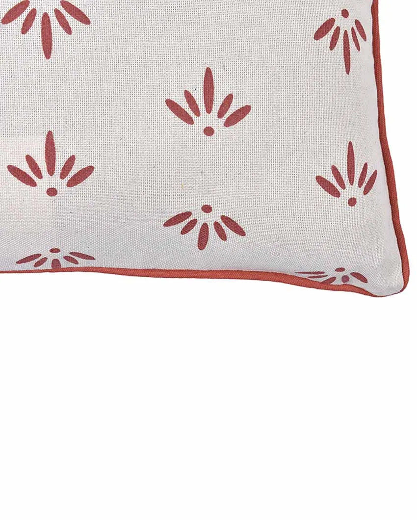 Nature Printed Lumbar Cotton Cushion Cover | Set Of 2 | 20 X 12 Inches