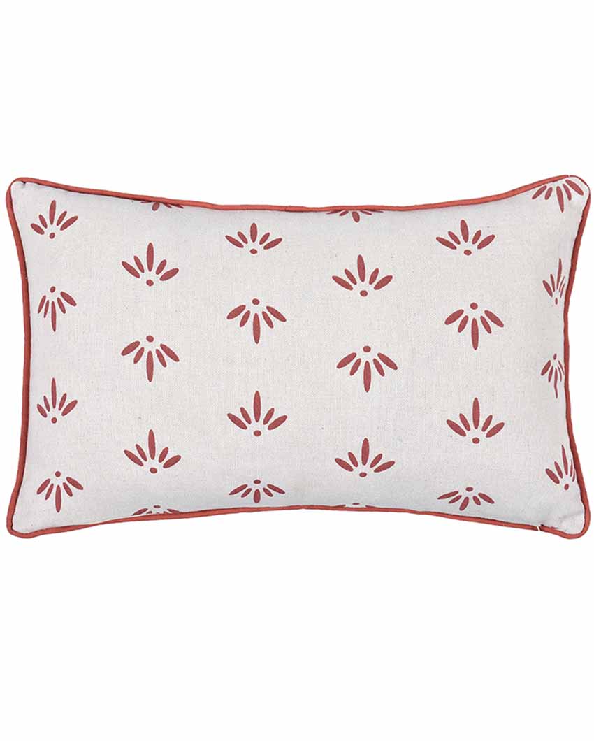 Nature Printed Lumbar Cotton Cushion Cover | Set Of 2 | 20 X 12 Inches