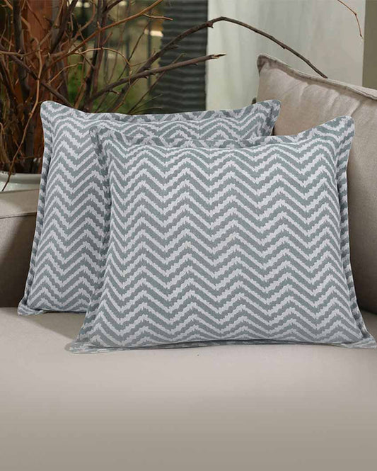 Vibrant Wave Printed Cotton Cushion Cover | Set Of 2 | 16 X 16 Inches