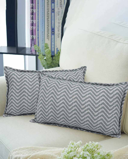 Vibrant Wave Lumbar Printed Cotton Cushion Cover | Set Of 2 | 20 X 12 Inches