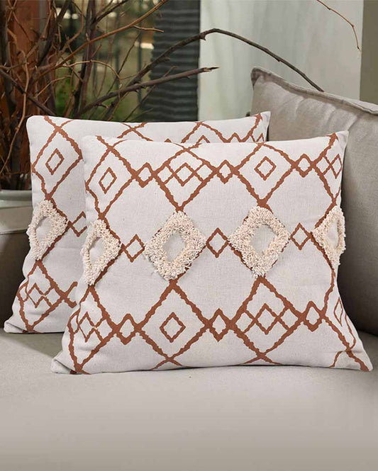 Bohemian Fusion Cotton Cushion Cover | Set Of 2 | 16 X 16 Inches