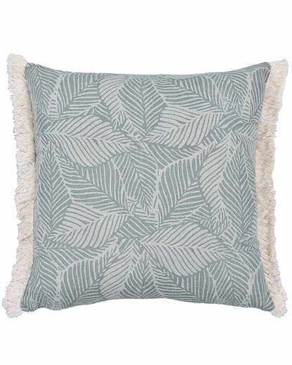 Leafy Serenity Printed Cotton Cushion Cover | Set Of 2 | 16 X 16 Inches