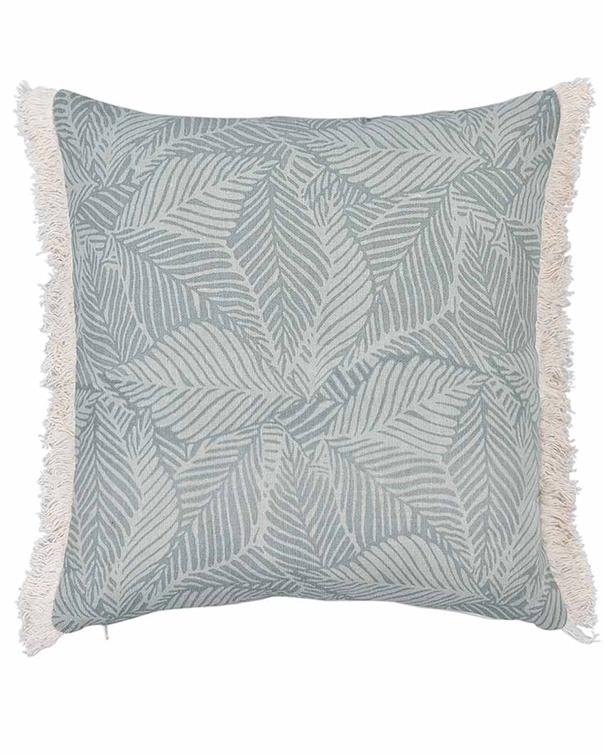 Leafy Serenity Printed Cotton Cushion Cover | Set Of 2 | 16 X 16 Inches